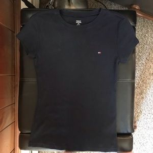 Navy blue short sleeve form fitting tshirt in a women’s size small